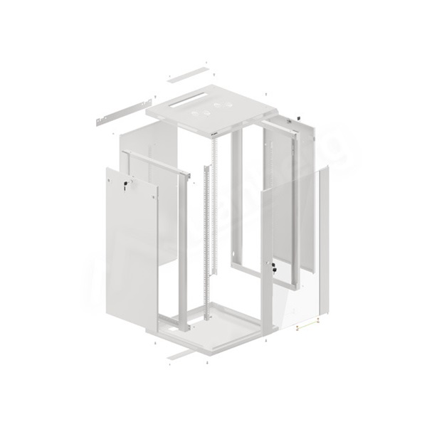 Lanberg WF01-6622-10S 19" 22U SZÉL:600 MÉLY:600 MAG:1085 lapraszerelt üvegajtós szürke fali rack szekrény