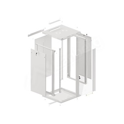 Lanberg WF01-6622-10S 19" 22U SZÉL:600 MÉLY:600 MAG:1085 lapraszerelt üvegajtós szürke fali rack szekrény