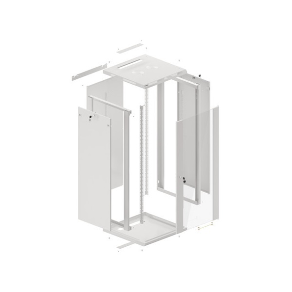 Lanberg WF01-6627-10S 19" 27U SZÉL:600 MÉLY:600 MAG:1307 lapraszerelt üvegajtós szürke fali rack szekrény