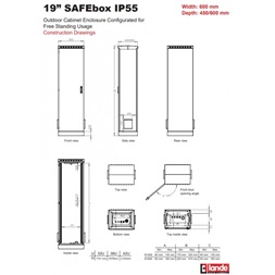 Lande LN-SBO-FS-IP5536U6060-LG SAFEbox 19" 36U 600x600 kültéri szürke álló rack szekrény