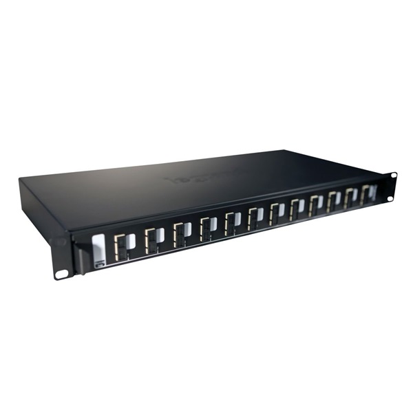 Legrand 032161 12xSC duplex multimódusú 1U-19" fekete LCS3 optikai patch panel