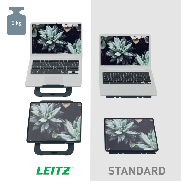 Leitz Ergo fekete alumínium összehajtható laptopállvány