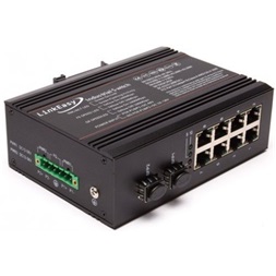 LinkEasy ISW-208 2xGbE SFP+8x10/100/1000BaseTX duál  DC10~58V bemenet, DIN sín, -40~+85C ipari switch