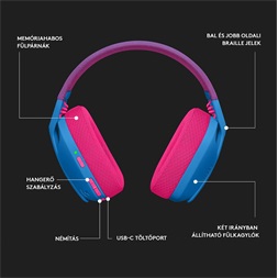 Logitech G435 Lightspeed Wireless kék gamer headset