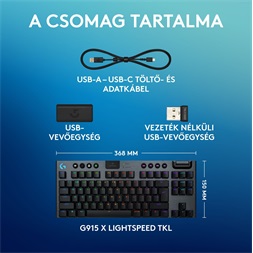 Logitech G915 X LIGHTSPEED TKL US vezeték nélküli fekete billentyűzet