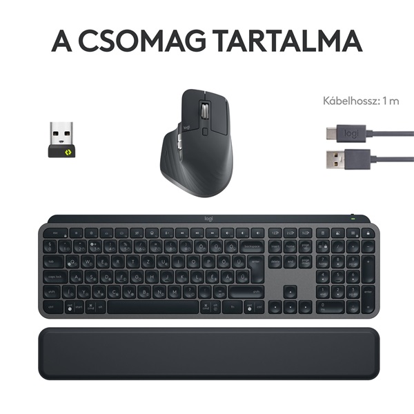 Logitech MX Keys S Combo US fekete billentyűzet + egér