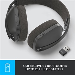 Logitech Zone Vibe 125 vezeték nélküli grafitszürke gamer headset