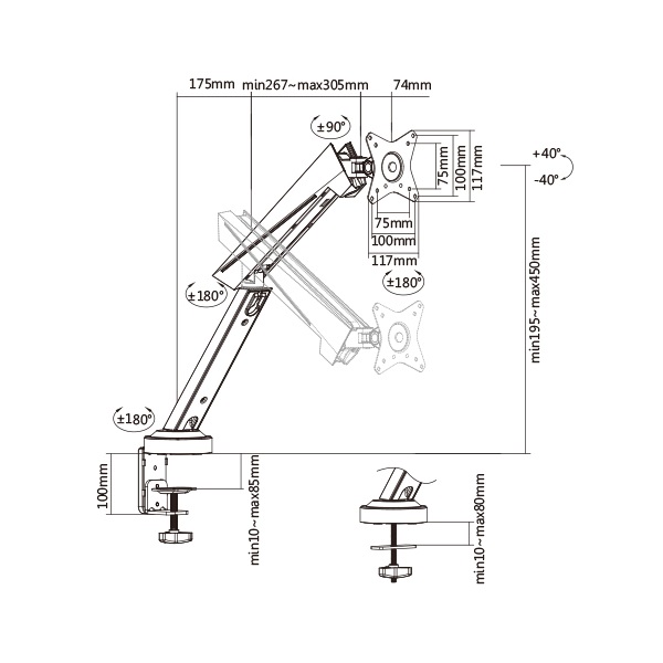 Lumi Legend LDT39-C012 17"-32" egykaros asztali monitor tartó konzol