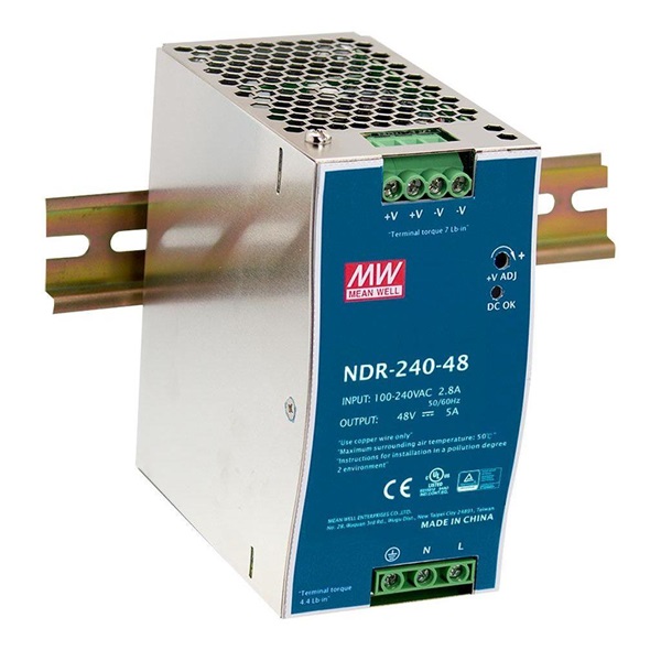 MEAN WELL NDR-240-24 24V 10A 240W DIN sínre szerelhető tápegység