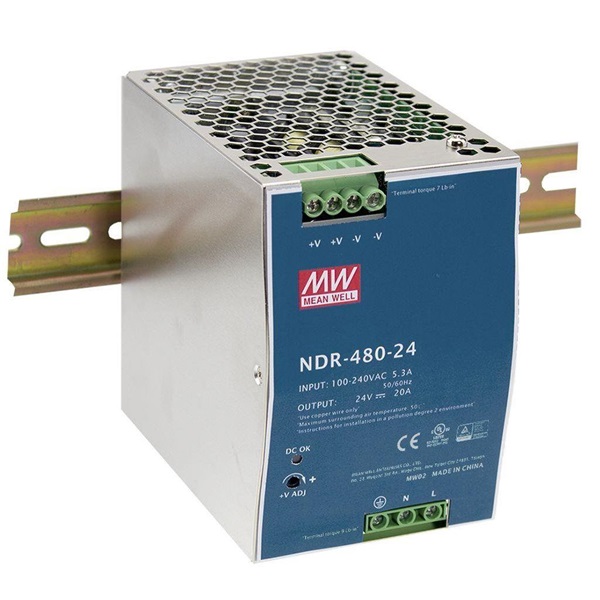 MEAN WELL NDR-480-24 24V 20A 480W DIN sínre szerelhető tápegység