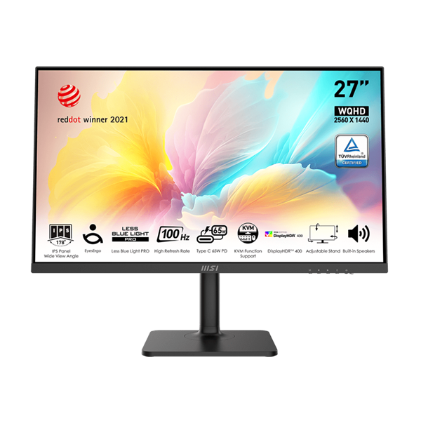 MSI Modern 27" MD272QXP QHD IPS 100Hz HDMI/DP/USB-C fekete monitor