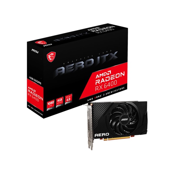 MSI Radeon RX 6400 AERO ITX 4G AMD 4GB GDDR6 64bit PCIe videókártya