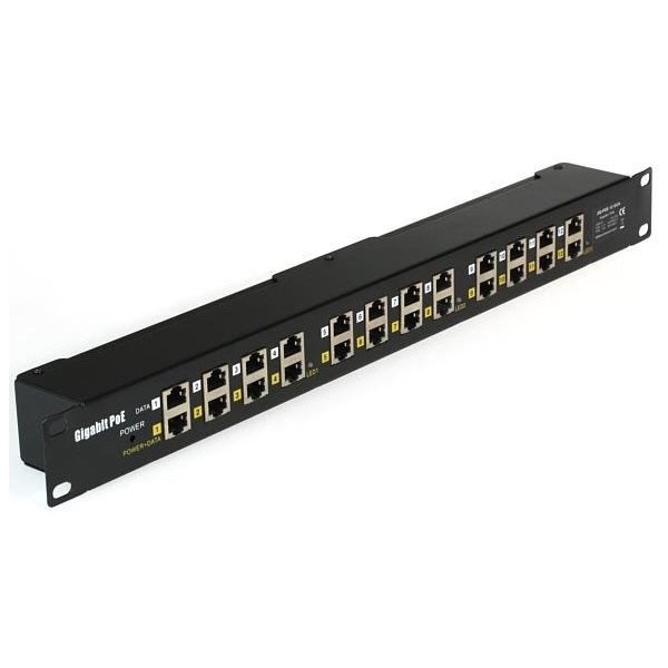 MaxLink 19" 1U 12 Port Gigabit 24V~57V DC PoE Injector