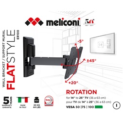 Meliconi FlatStyle FR100 dönthető, forgatható karos VESA 100 TV fali konzol