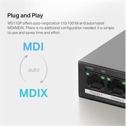 Mercusys MS110P 10port 10/100Mbps FE LAN 8xPoE+ LAN port nem menedzselhető asztali PoE+ Switch