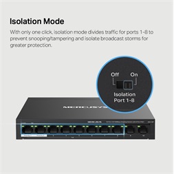 Mercusys MS110P 10port 10/100Mbps FE LAN 8xPoE+ LAN port nem menedzselhető asztali PoE+ Switch