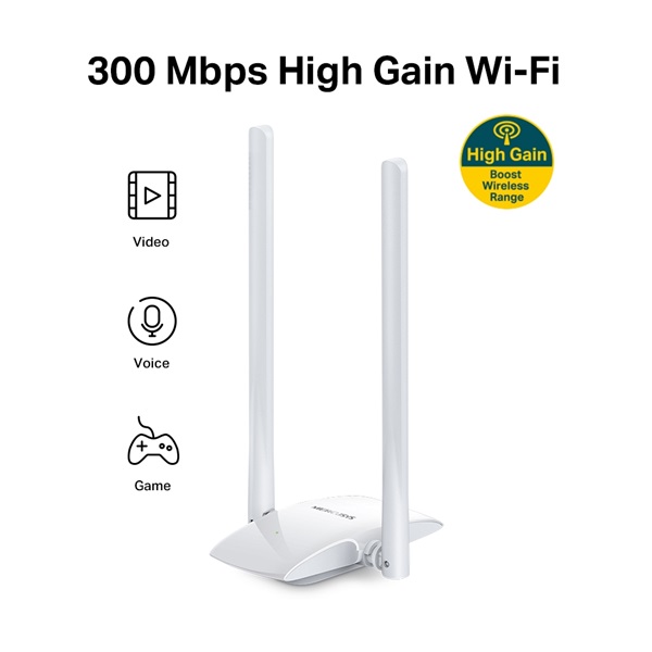 Mercusys MW300UH 300Mbps High Gain Vezeték nélküli USB Adapter