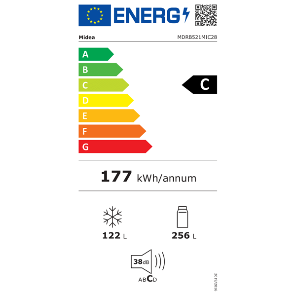 Midea MDRB521MIC28 fekete alulfagyasztós hűtőszekrény