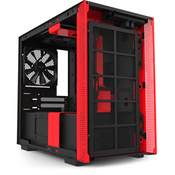 NZXT H210 Fekete-Piros (Táp nélküli) ablakos mini-ITX ház