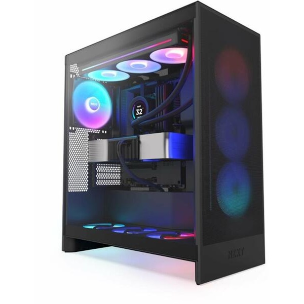 NZXT H7 Flow 2024 RGB  Fekete (Táp nélküli) ablakos ATX ház