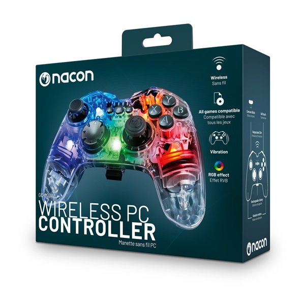 Nacon 2809125 GC-200WL vezeték nélküli átlátszó RGB PC kontroller