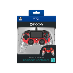 Nacon 2804955 Compact PS4 átlátszó-halványpiros vezetékes kontroller