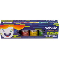 Nebulo 25ml-es 6 színű tégelyes tempera készlet