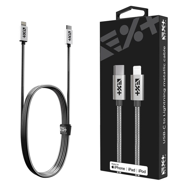 NextOne LGHT-USBC-MET-SL 1,2m USB C-Lightning metál ezüst kábel