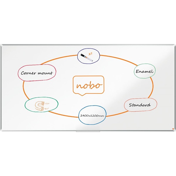 Nobo Premium Plus 240x120cm zománcozott mágneses fehértábla