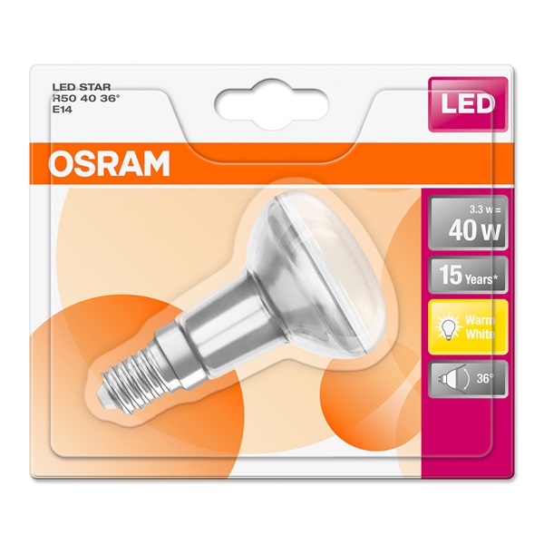 Osram Star R50 matt üveg búra/2,6W/210lm/2700K/E14 LED spot izzó