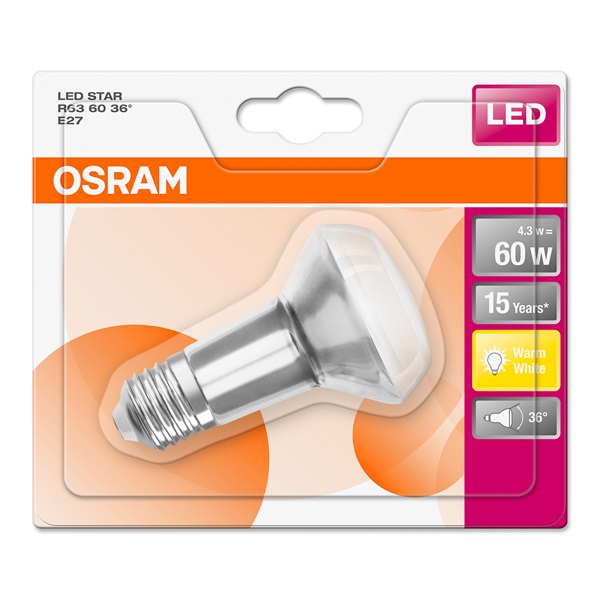 Osram Star R63 matt üveg búra/4,3W/345lm/2700K/E27 LED spot izzó