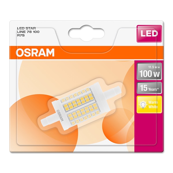 Osram Star műanyag búra/11,5W/1521lm/2700K/R7s LED ceruza