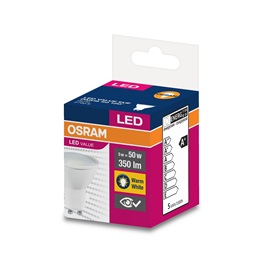 Osram Value PAR16 műanyag ház/5W/350lm/2700K/GU10/230V/120fok/70lm/W LED spot izzó