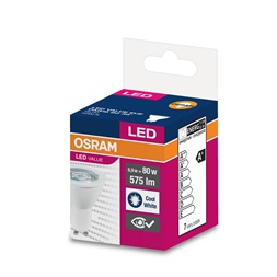 Osram Value PAR16 műanyag ház/6,9W/575lm/4000K/GU10/230V/36fok/83lm/W LED spot izzó