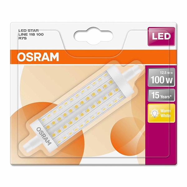 Osram Star műanyag búra/12,5W/1521lm/2700K/R7s LED ceruza