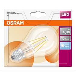 Osram Star átlátszó üveg búra/4W/470lm/4000K/E27 LED körte izzó