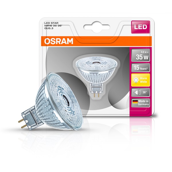 Osram Star MR16 üveg ház/4,6W/350lm/2700K/GU5.3 LED spot izzó