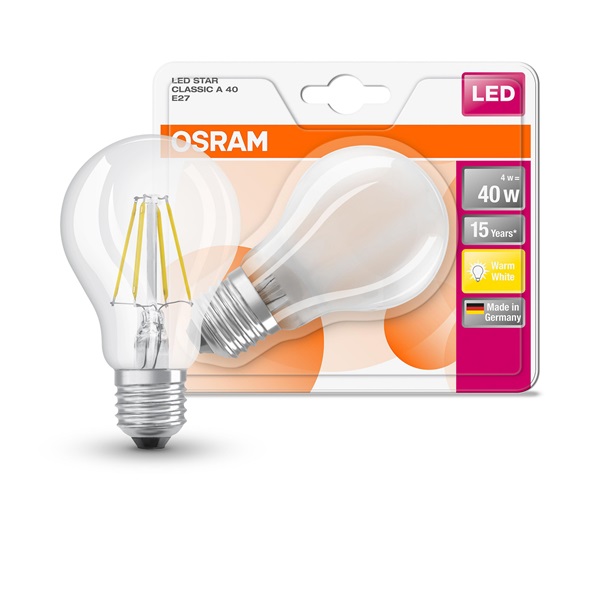 Osram Star átlátszó üveg búra/4W/470lm/2700K/E27 LED körte izzó