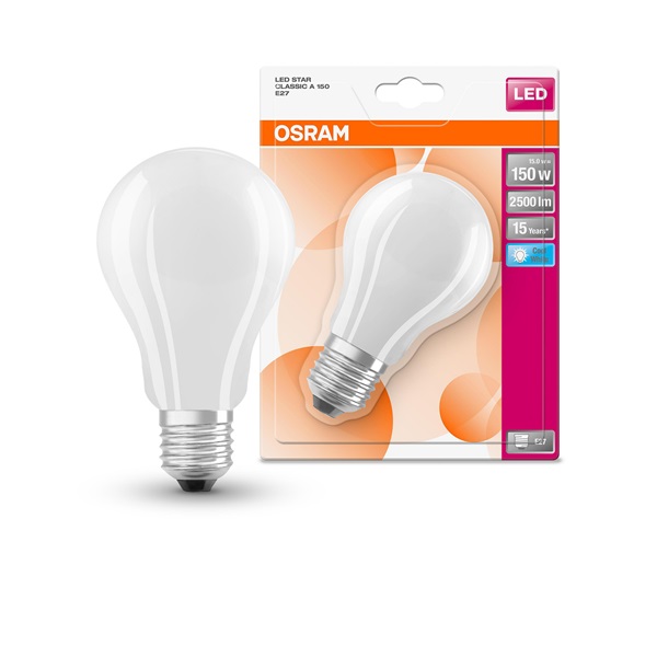 Osram Star opál üveg búra/15W/2500lm/4000K/E27 LED körte izzó