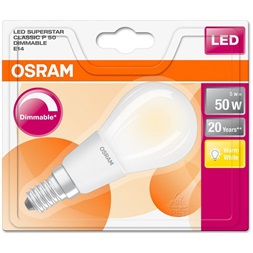 Osram Superstar opál üveg búra/6,5W/806lm/2700K/E14  szabályozható LED kisgömb izzó