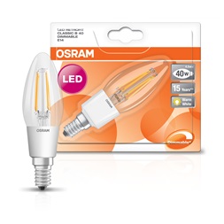 Osram Superstar átlátszó üveg búra/4,5W/827 E14/97mm dimmelhető LED gyertya izzó