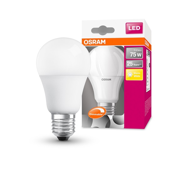 Osram Superstar matt búra/11W/1055lm/2700K/E27 dimmelhető LED körte izzó