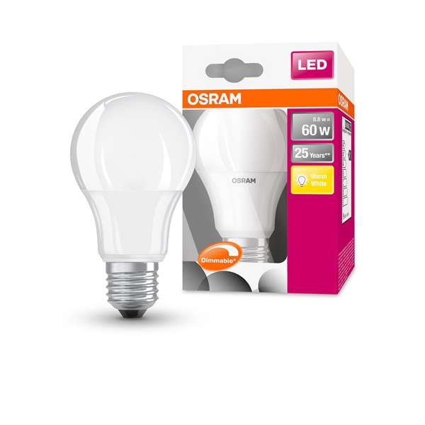 Osram Superstar matt búra/8,8W/806lm/2700K/E27 dimmelhető LED körte izzó