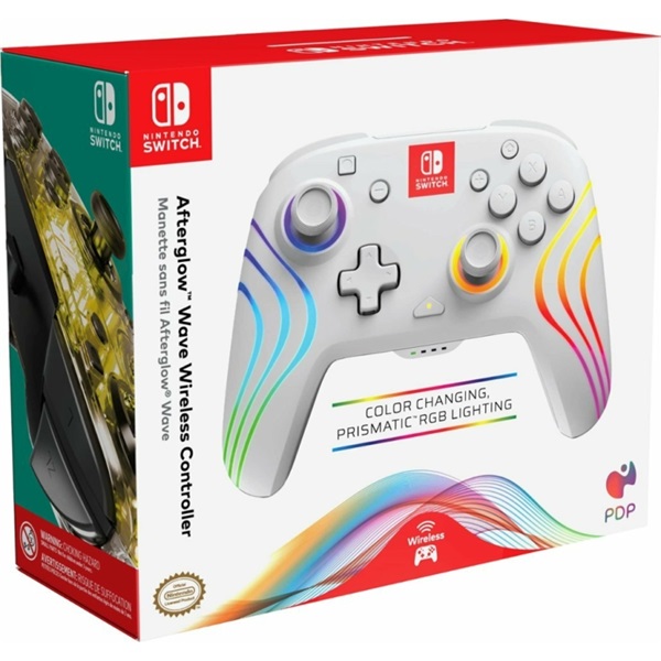 PDP 500-238-WH Afterglow Wave Nintendo Switch RGB LED Lighting fehér vezeték nélküli kontroller