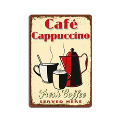 PF Cafe Cappuccino 20x30 cm-es retro dekor fémtábla