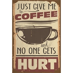 PF Just give me coffee 20x30 cm-es retro dekor fémtábla