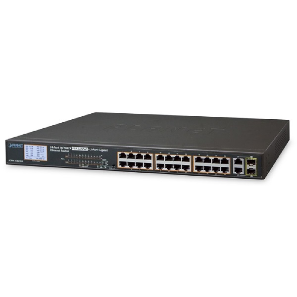 PLANET FGSW-2622VHP 19" 24port 10/100Mbps 2xSFP nem menedzselhető PoE switch