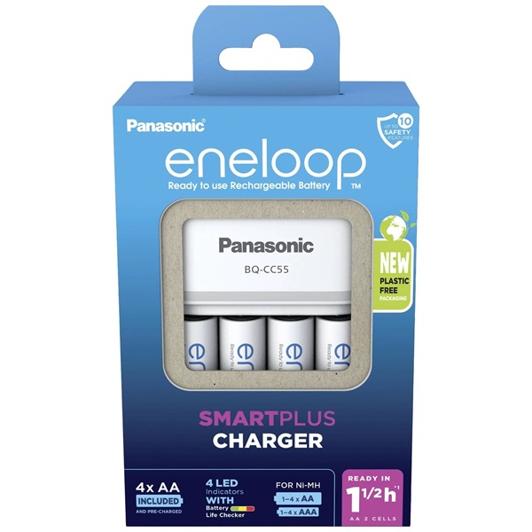 Panasonic Eneloop K-KJ55MCD40E AA 2000mAh gyors akkutöltő +4xAA akku