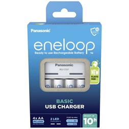 Panasonic Eneloop K-KJ61MCD40USB AA 2000mAh USB akkutöltő +4xAA akku