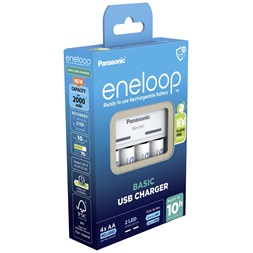 Panasonic Eneloop K-KJ61MCD40USB AA 2000mAh USB akkutöltő +4xAA akku